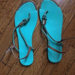 Turquoise and Gold Strappy Sandals